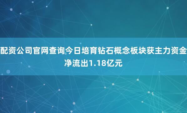 配资公司官网查询今日培育钻石概念板块获主力资金净流出1.18亿元