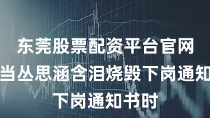 东莞股票配资平台官网尤其当丛思涵含泪烧毁下岗通知书时